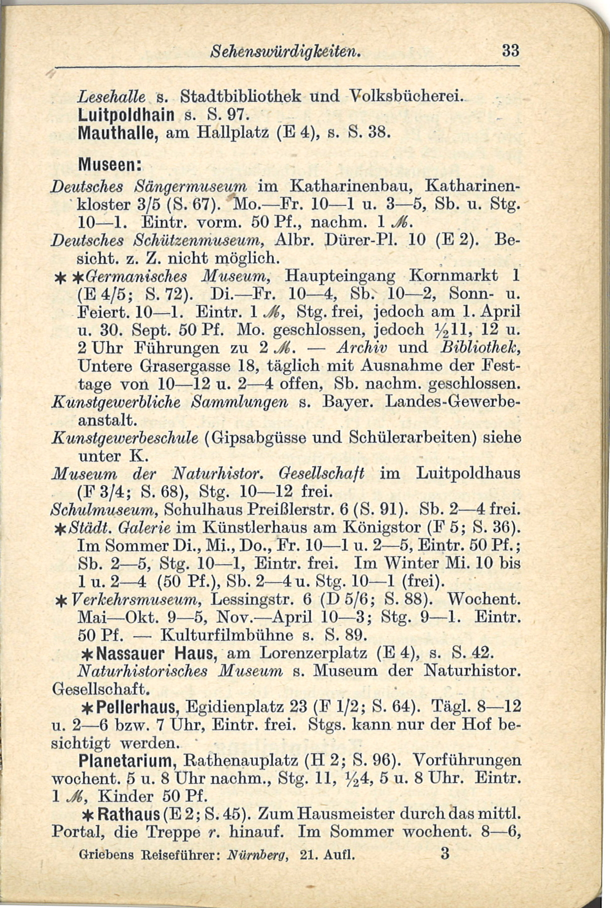 Griebens Reiseführer, Band 62, Nürnberg, 1927